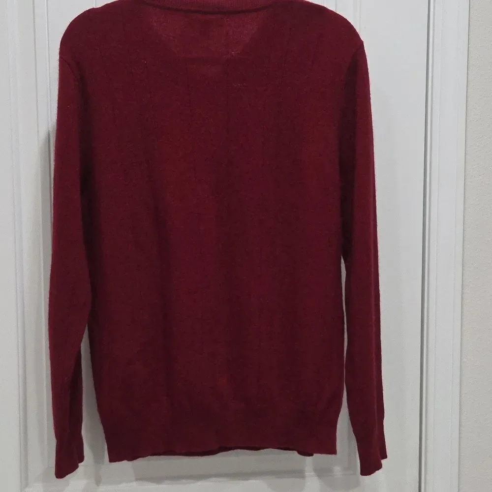 Apt. 9 100% Cashmere V-Neck Sweater Burgundy Men's LG Maroon